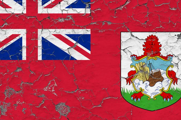 Bermuda Lippu Lähikuva Murahteleva Vaurioitunut Sään Seinään Kuorinta Pois Maali — kuvapankkivalokuva
