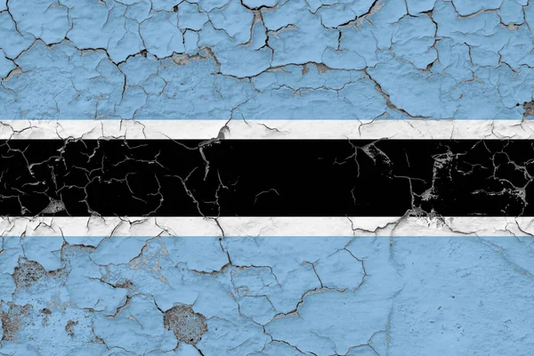 Botswana Flagge Close Grunzig Beschädigt Und Verwittert Der Wand Abblätternde — Stockfoto