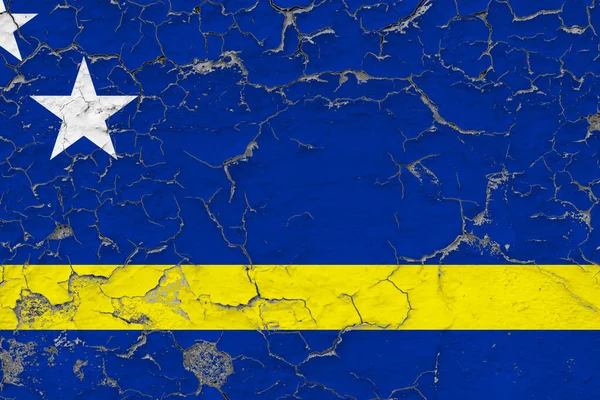 Curacao Flag Close Grungy Damaged Weathered Wall Peeling Paint See — Stock Photo, Image