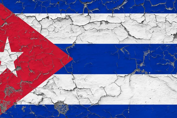 Cuba Flag Close Grungy Damaged Weathered Wall Peeling Paint See — Stock Photo, Image