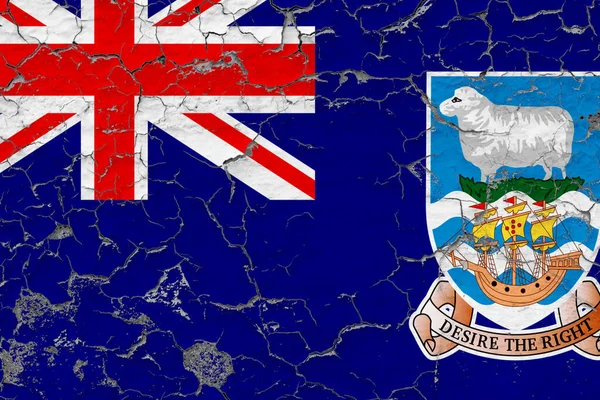 Drapeau Des Îles Falkland Gros Plan Grogneux Endommagé Altéré Sur — Photo