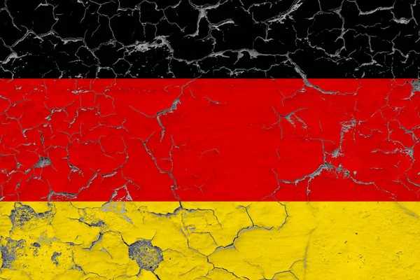 Germany Flag Close Grungy Damaged Weathered Wall Peeling Paint See — Stock Photo, Image