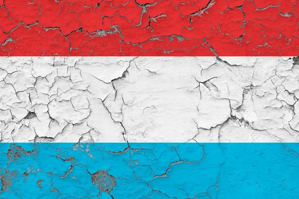 Flaga Luksemburga Zamyka Grungy Uszkodzony Wietrzeć Ścianie Odrywając Farbę Aby — Zdjęcie stockowe