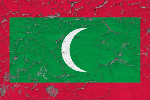 Steagul Maldivelor Închide Grungy Deteriorat Intemperii Pereți Care Decojesc Vopseaua — Fotografie, imagine de stoc