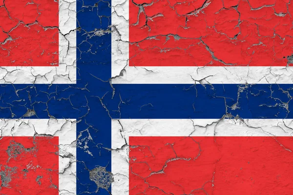 Bandera Noruega Cerrar Grumoso Dañado Resistido Pared Pelando Pintura Para — Foto de Stock