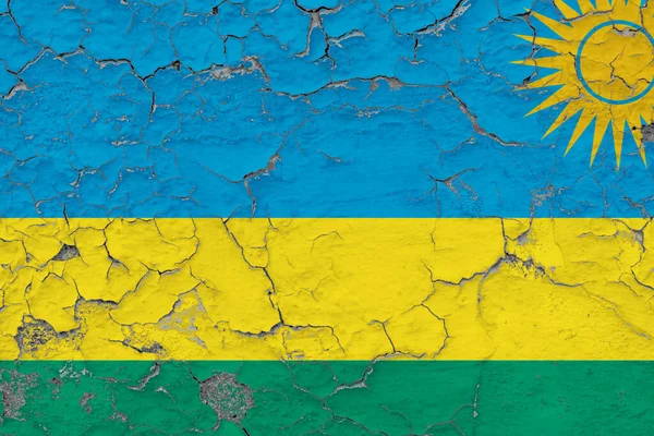 Rwanda Vlag Close Grungy Beschadigd Verweerd Muur Schillen Van Verf — Stockfoto