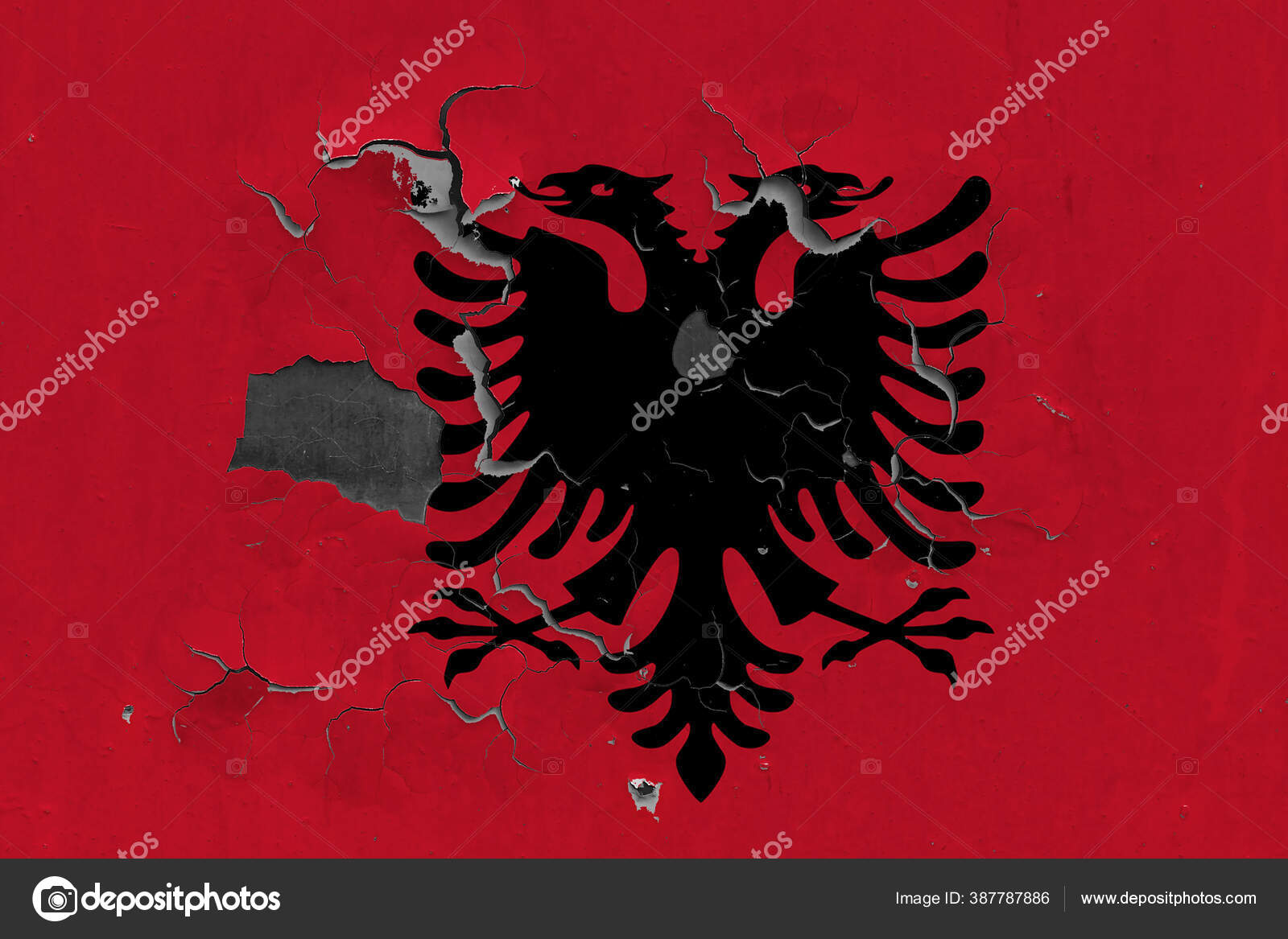 Albanien Flagge Schliessen Alte Beschadigte Und Schmutzige Der Wand Abblatternde Stockfotografie Lizenzfreie Fotos C Sezerozger 387787886 Depositphotos