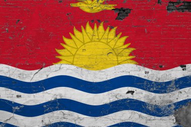 Grunge üzerindeki Kiribati bayrağı beton yüzeyi çizmiş. Ulusal klasik arka plan. Retro duvar kavramı.