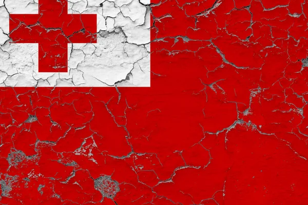 Flaga Tonga Zamyka Grungy Uszkodzony Wietrzeć Ścianie Odrywając Farbę Aby — Zdjęcie stockowe