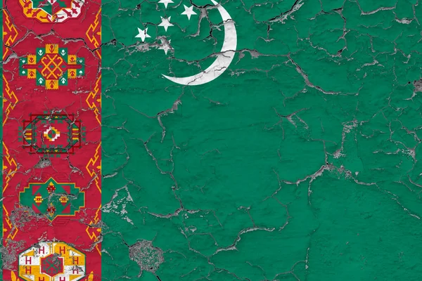 Steagul Turkmenistanului Închide Morocănos Deteriorat Intemperii Pereți Decojind Vopseaua Pentru — Fotografie, imagine de stoc