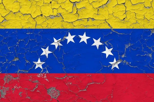 Bandera Venezuela Cierra Grumosa Dañada Erosionada Pared Pelando Pintura Para — Foto de Stock