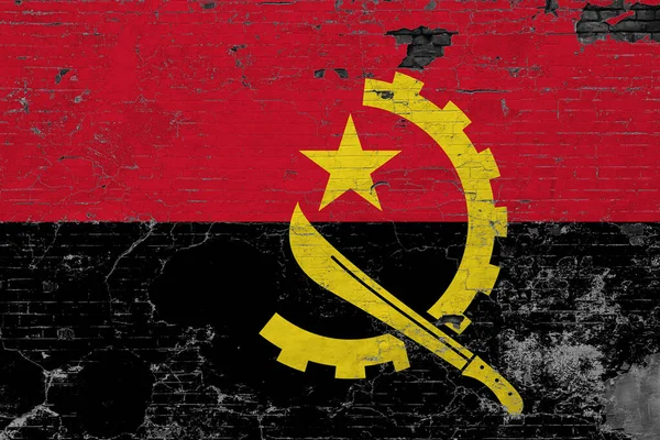 Флаг Анголы Гранжевой Царапанной Бетонной Поверхности Национальное Винтажное Прошлое Концепция — стоковое фото