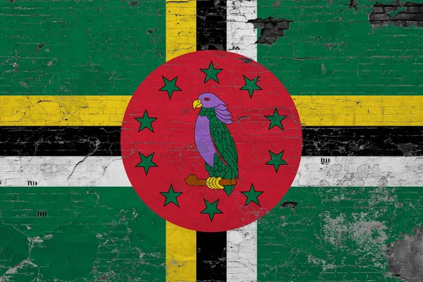 Flaga Dominiki Grunge Drapała Betonową Powierzchnię Narodowe Pochodzenie Koncepcja Ściany — Zdjęcie stockowe