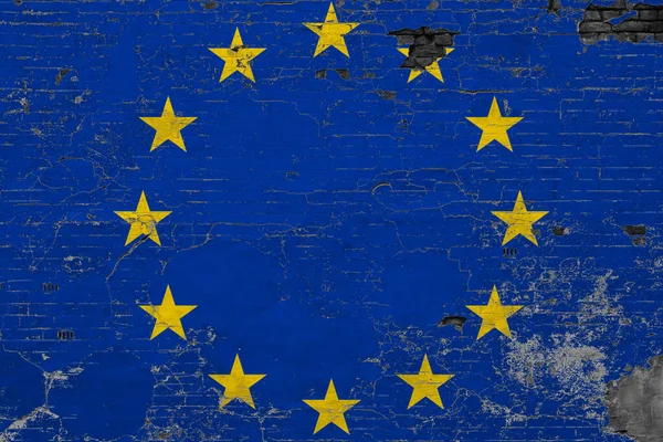 Bandeira União Europeia Grunge Superfície Concreto Riscado Fundo Nacional Vintage — Fotografia de Stock