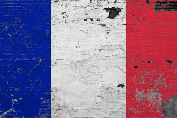 프랑스가 콘크리트 바닥을 긁으면서 국기를 그린다 국가의 빈티지 — 스톡 사진