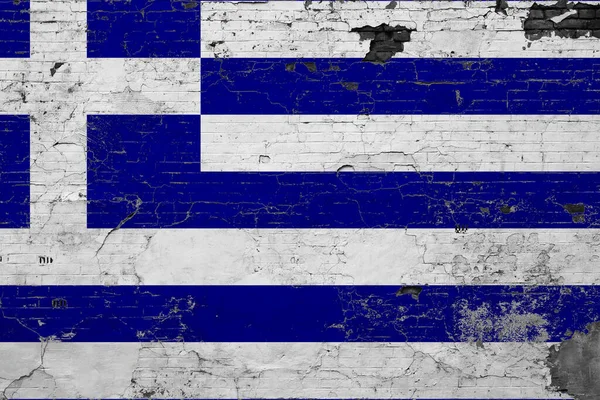 ギリシャの旗はコンクリートの表面に傷をつけた 国立ヴィンテージの背景 レトロな壁のコンセプト — ストック写真