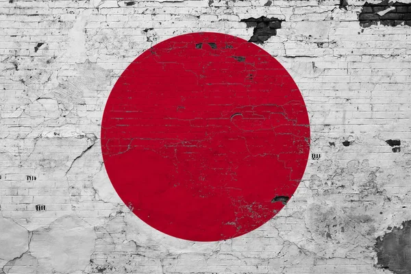 Japan Flagge Auf Zerkratzter Betonoberfläche Nationaler Vintage Hintergrund Retro Wandkonzept — Stockfoto