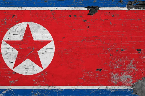 Bandeira Coreia Norte Grunge Superfície Concreto Riscado Fundo Nacional Vintage — Fotografia de Stock