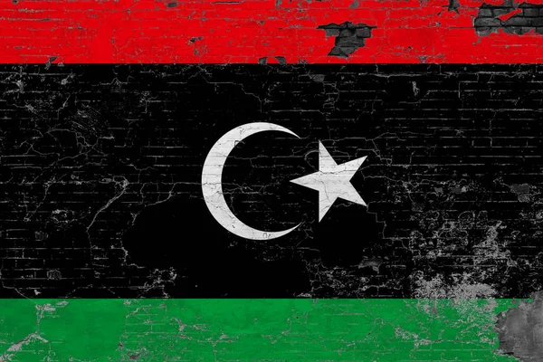 Bandera Libia Grunge Superficie Hormigón Rayado Fondo Vintage Nacional Concepto — Foto de Stock