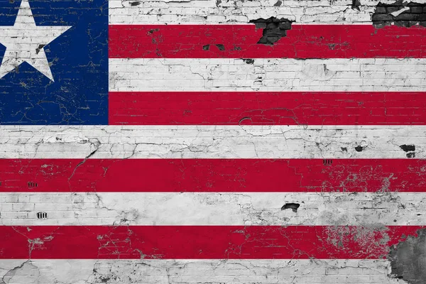 Liberia Flag Grunge Scratched Concrete Surface National Vintage Background Retro — Stock Photo, Image