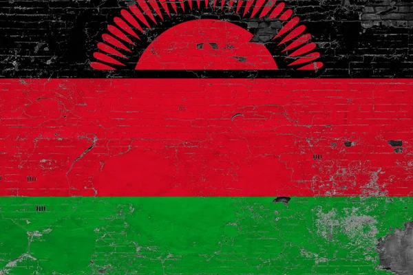 Malawi Zászló Grunge Karcos Beton Felületen Nemzeti Vintage Háttér Retro — Stock Fotó