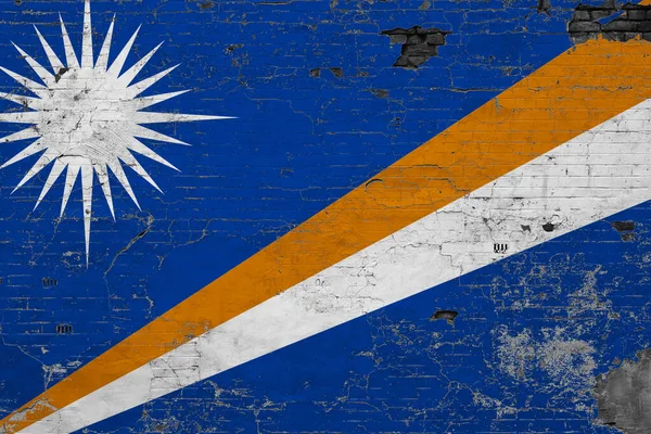 Marshall Islands Flag Grunge Scratched Concrete Surface National Vintage Background — Stock Photo, Image