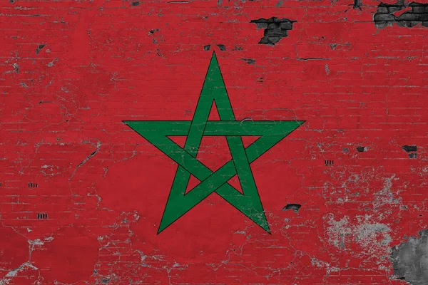 Bandeira Marrocos Grunge Superfície Concreto Riscado Fundo Nacional Vintage Conceito — Fotografia de Stock