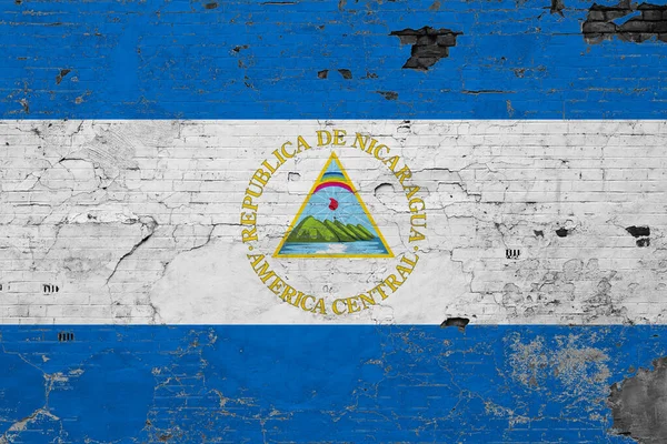 Nicaragua Vlag Grunge Gekrast Betonnen Oppervlak Nationale Vintage Achtergrond Retro — Stockfoto