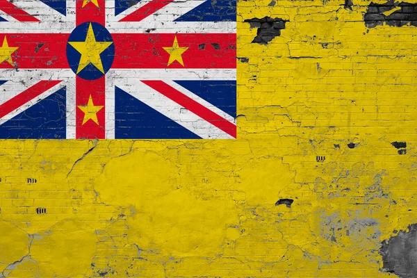 Niue Flag Grunge Scratched Concrete Surface National Vintage Background Retro — Stock Photo, Image