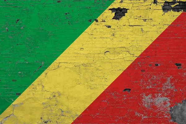 Flaga Republiki Konga Grunge Zadrapała Betonową Powierzchnię Narodowe Pochodzenie Koncepcja — Zdjęcie stockowe