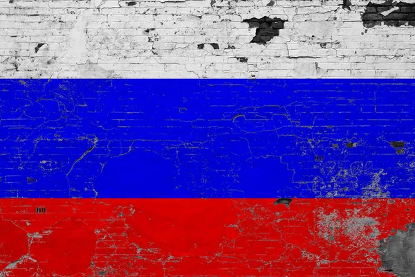 グランジ上のロシアの旗は コンクリート表面を傷 国立ヴィンテージの背景 レトロな壁のコンセプト — ストック写真