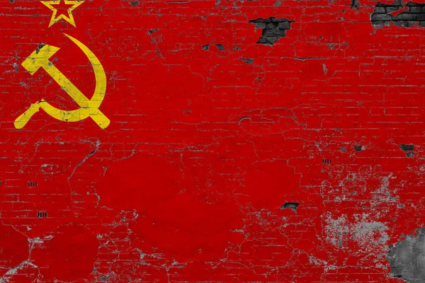 Soviet Union Flag Grunge Scratched Concrete Surface National Vintage Background — Stock Photo, Image