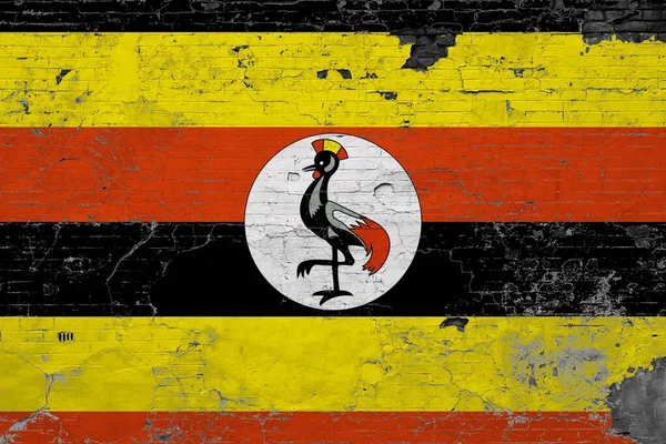 Bandeira Uganda Superfície Concreto Riscado Grunge Fundo Nacional Vintage Conceito — Fotografia de Stock