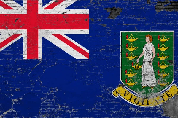 Bandera Las Islas Vírgenes Británicas Superficie Hormigón Rayado Grunge Fondo —  Fotos de Stock