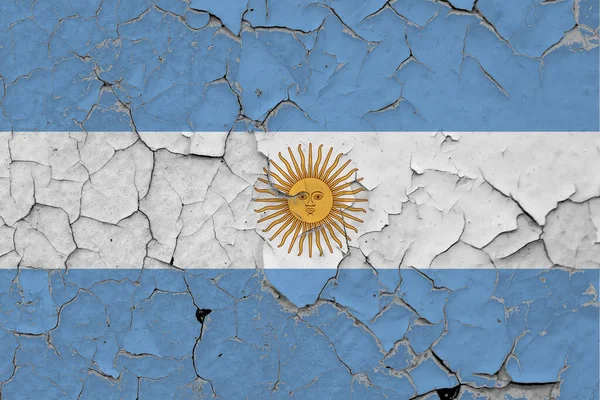 Bandeira Argentina Fechar Grungy Danificado Arranhado Parede Descascando Tinta Para — Fotografia de Stock