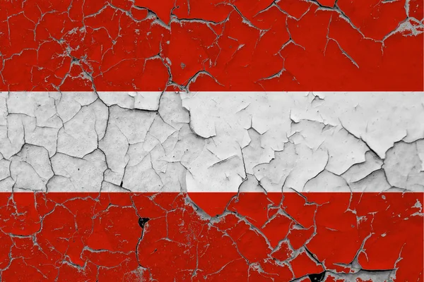Flaga Austrii Zamyka Grungy Uszkodzony Zarysowany Ścianie Odrywając Farbę Aby — Zdjęcie stockowe