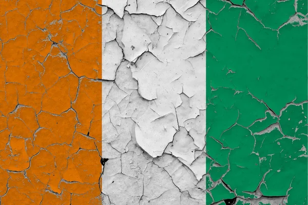 Bandera Cote Ivoire Cerrar Grumoso Dañado Rayado Pared Pelar Pintura —  Fotos de Stock