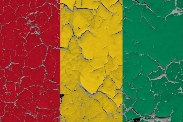 Flaga Gwinei Bissau Zamyka Grungy Uszkodzony Porysowany Ścianie Odrywając Farbę — Zdjęcie stockowe