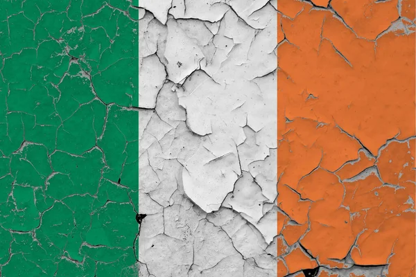 Bandera Irlanda Cerrar Grumoso Dañado Rayado Pared Pelar Pintura Para —  Fotos de Stock