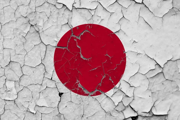 Japan Vlag Close Grungy Beschadigd Gekrast Muur Schillen Van Verf — Stockfoto