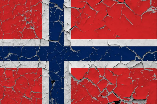 Bandera Noruega Cerrar Grumoso Dañado Rayado Pared Pelar Pintura Para — Foto de Stock