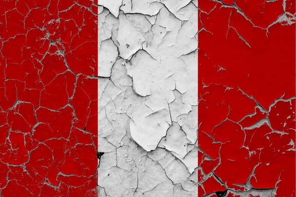 ペルーの旗は 表面の内側を見るために塗料を剥がす壁に粉砕し 破損し 傷を閉じます ヴィンテージ ナショナル コンセプト — ストック写真