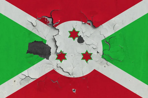Bandera Burundi Cerrar Viejo Dañado Sucio Pared Pelar Pintura Para — Foto de Stock