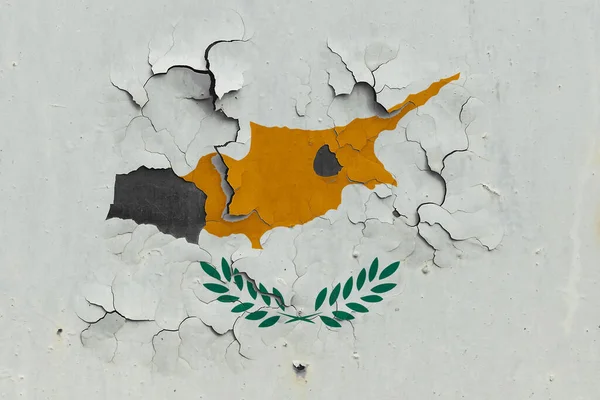 Bandera Chipre Cerrar Viejo Dañado Sucio Pared Pelar Pintura Para — Foto de Stock
