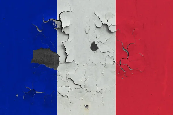 Прапор Франції Закриває Старі Пошкоджені Брудні Стіни Щоб Побачити Всередині — стокове фото