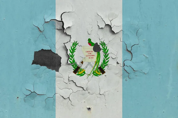 Bandeira Guatemala Fechar Velho Danificado Sujo Parede Descascando Tinta Para — Fotografia de Stock