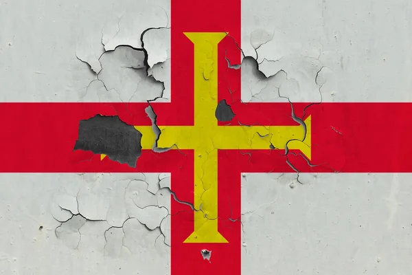 Guernsey Flag Close Old Damaged Dirty Wall Peeling Paint See — Stock Photo, Image