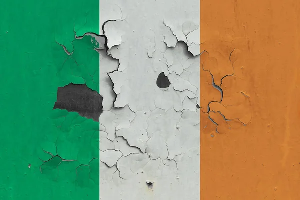 Bandera Irlanda Cerrar Viejo Dañado Sucio Pared Pelar Pintura Para —  Fotos de Stock