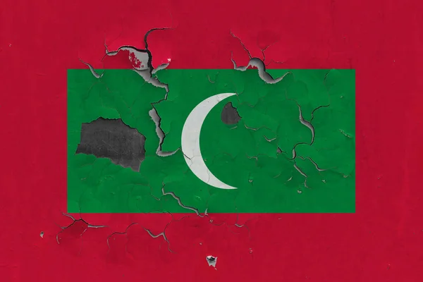 Steagul Maldivelor Închide Vechi Deteriorate Murdare Pereții Care Decojesc Vopseaua — Fotografie, imagine de stoc