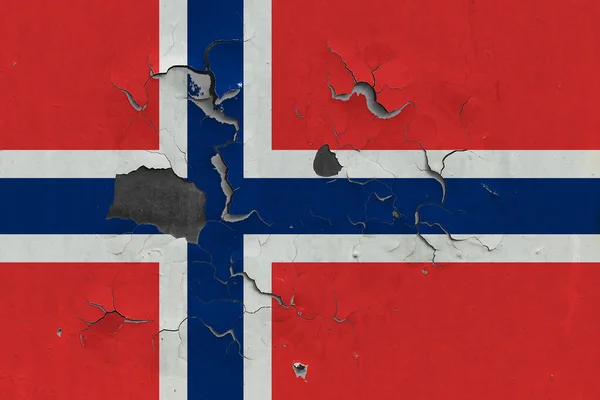 Bandera Noruega Cerrar Viejo Dañado Sucio Pared Pelar Pintura Para — Foto de Stock